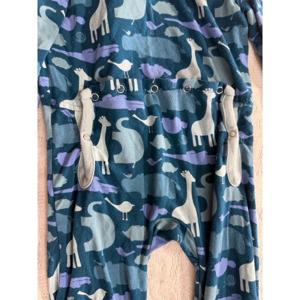 Baby KicKee Pants Blue Gray Animal Print Footie 18-24 Months